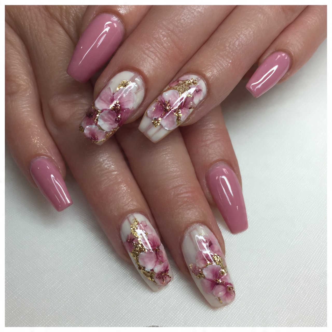 sculpted gel flower nails natural nails