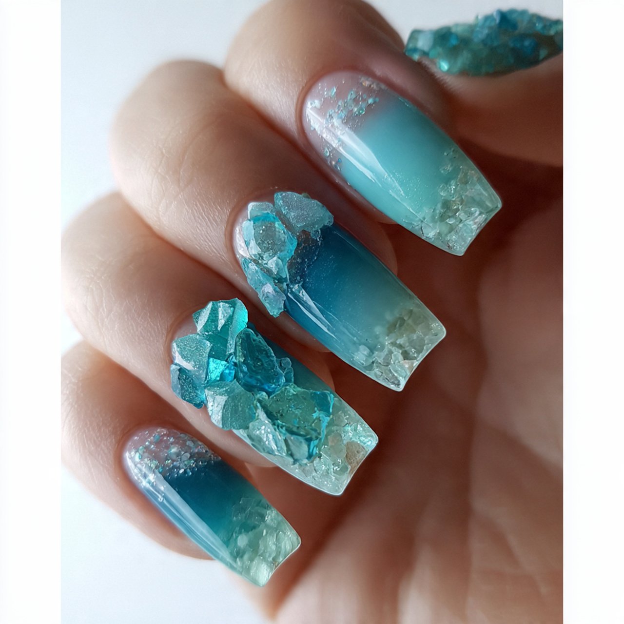 Nails Inspiration Summer: 15 Fresh, Stylish Nail Ideas for a Polished Seasonal Look 5 sea glass aqua nails stunning nails 1