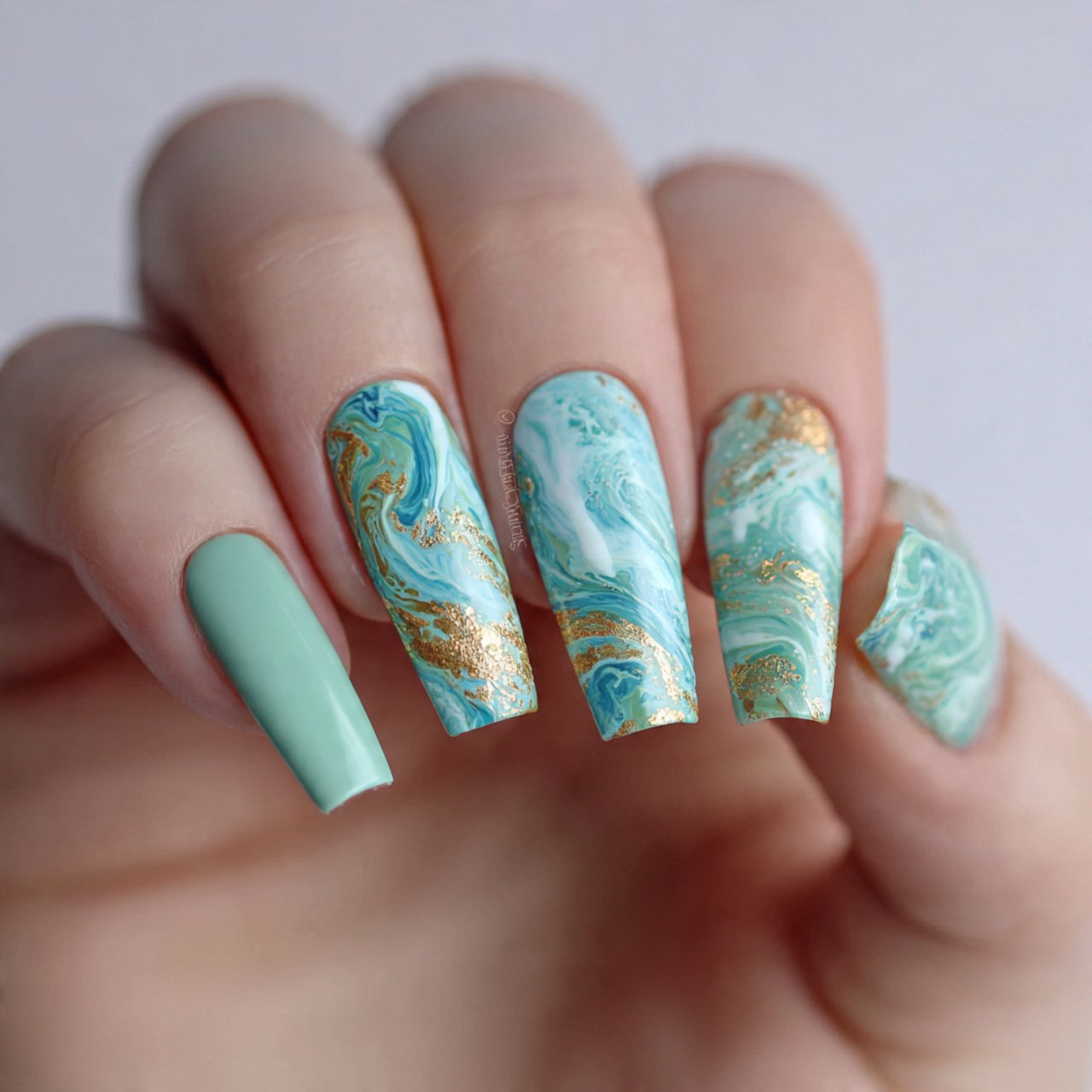 seafoam green florida nails