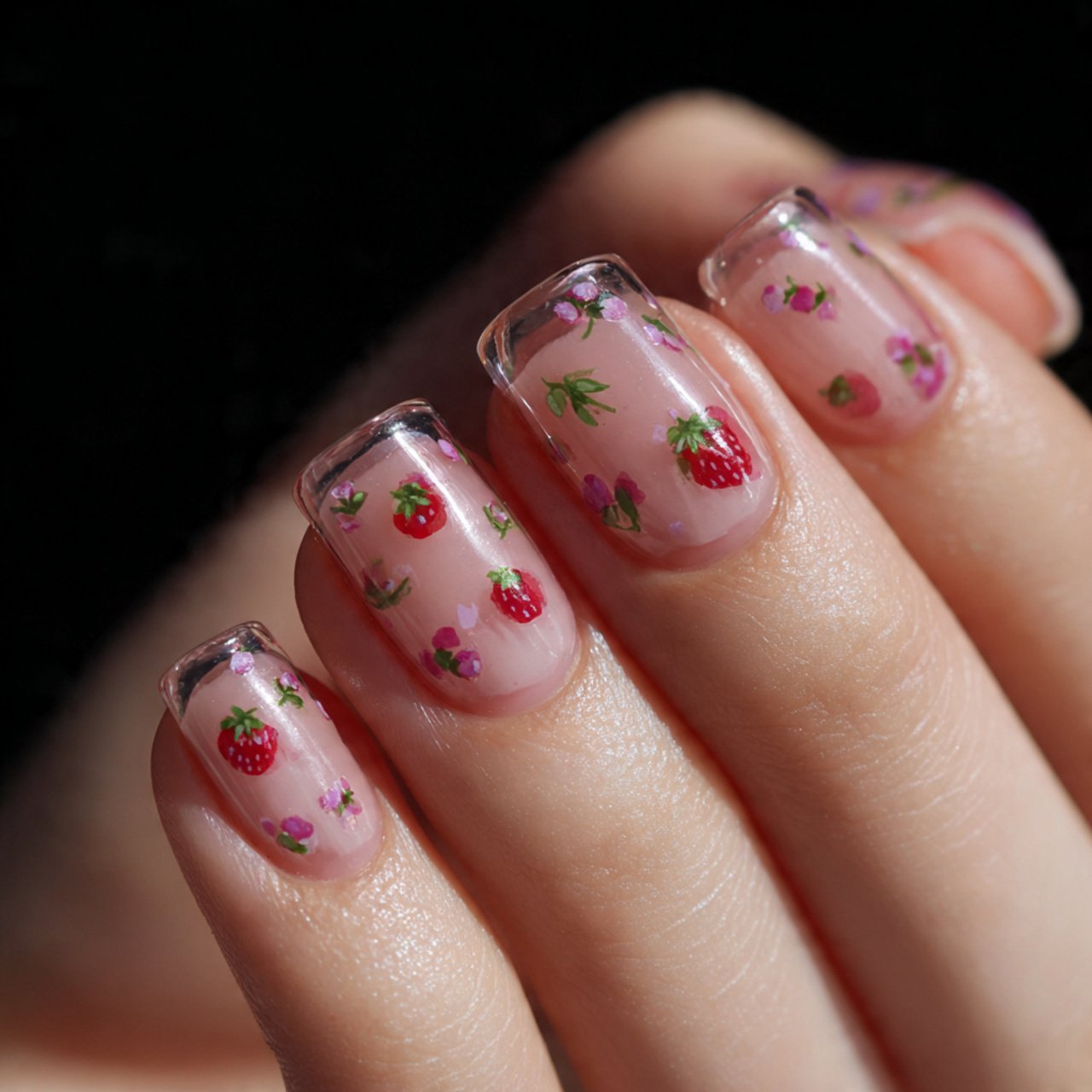 sheer jelly berry nail designs tiny nails