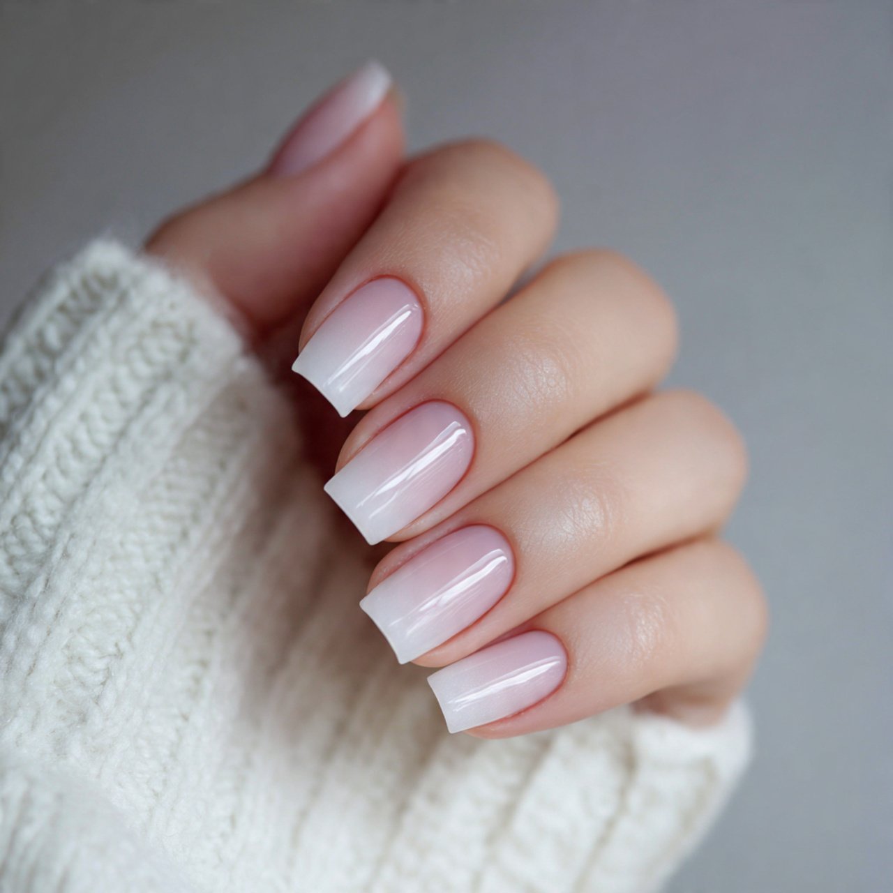 sheer milky nude almond attractive nails