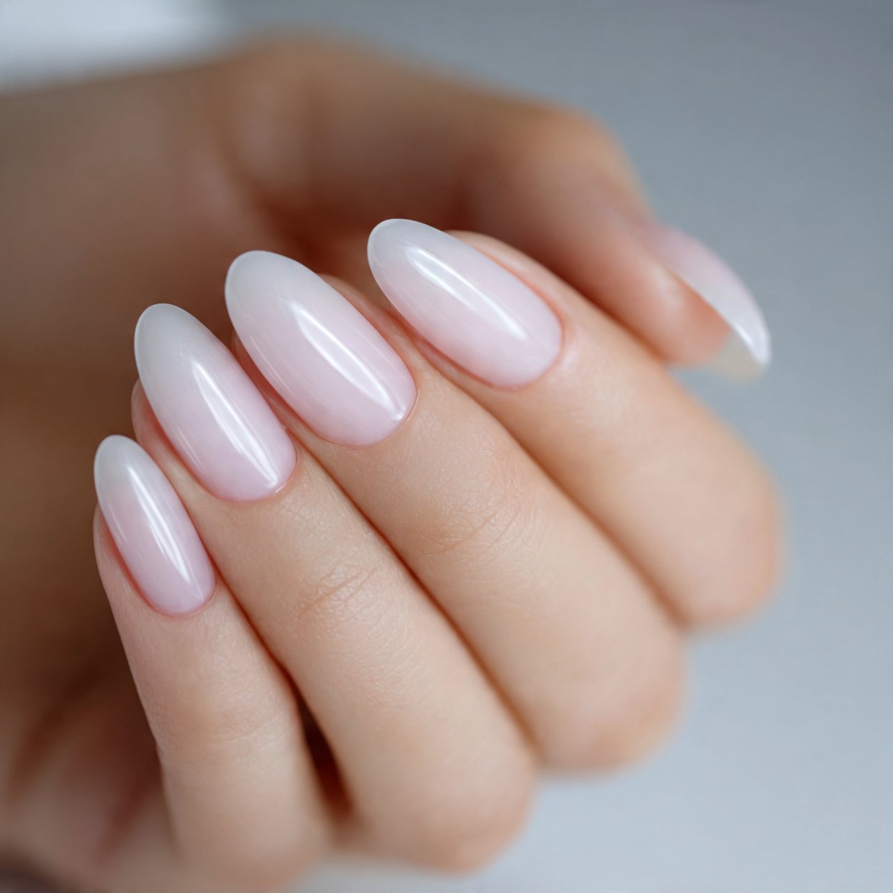 sheer milky oval nails elegant nails