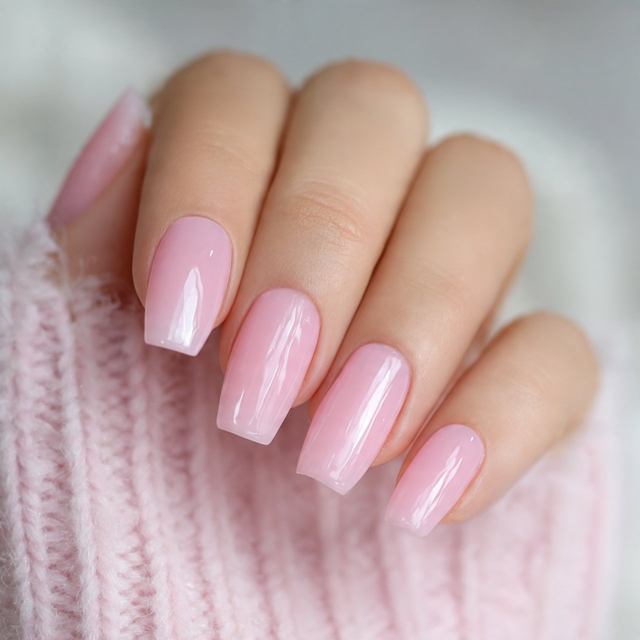 sheer milky pink gloss stunning nails