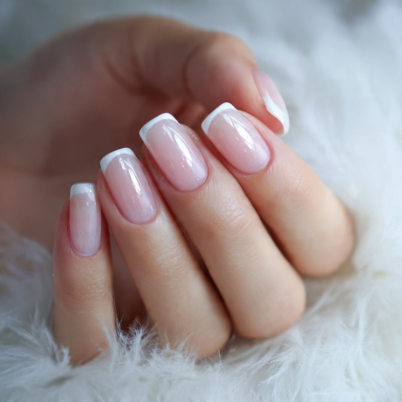 sheer nails with white mini french tips nails