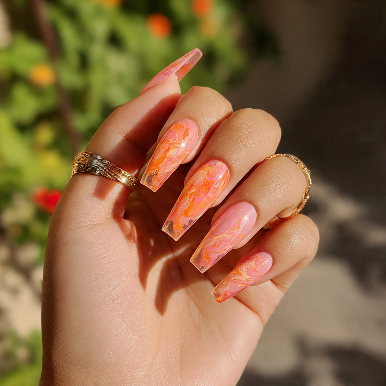 sheer peach jelly nails