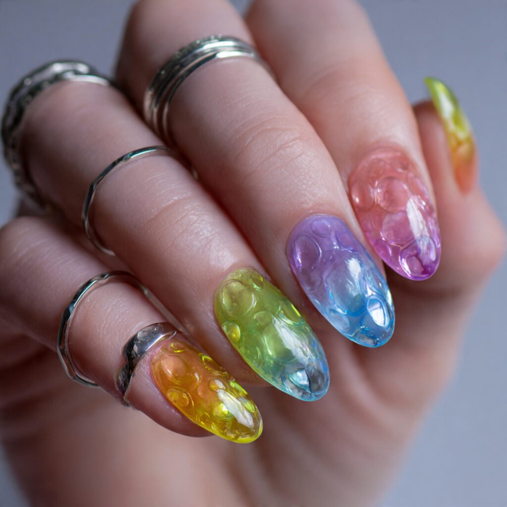 sheer rain drop gloss nails
