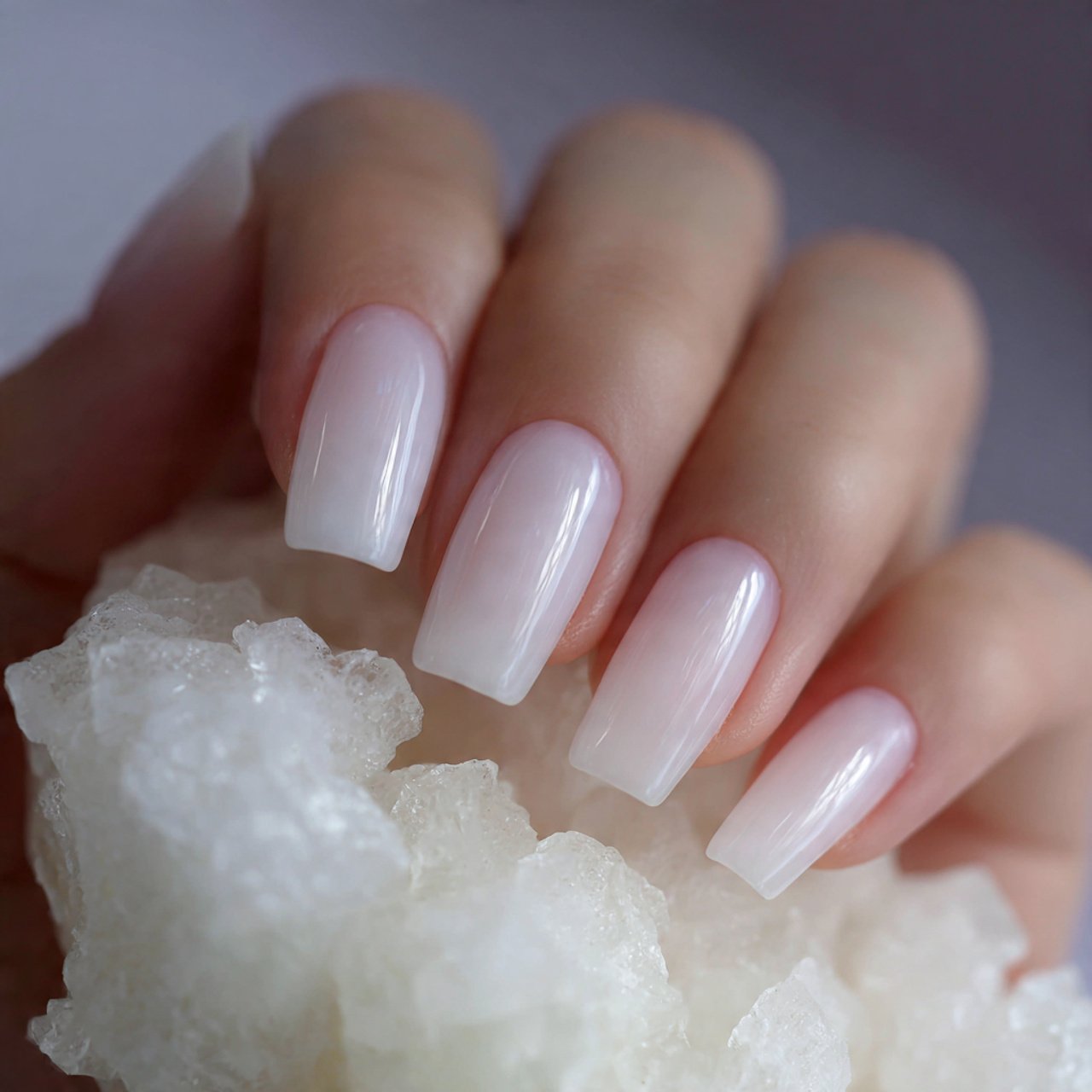 sheer white soap nails