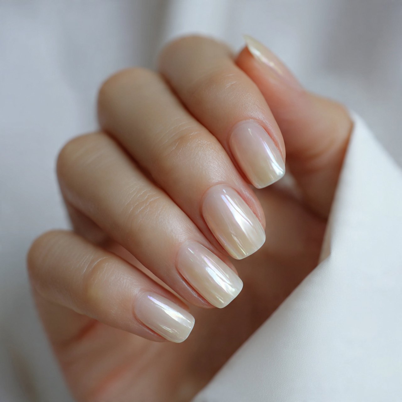 sheer with fine pearl shine nails