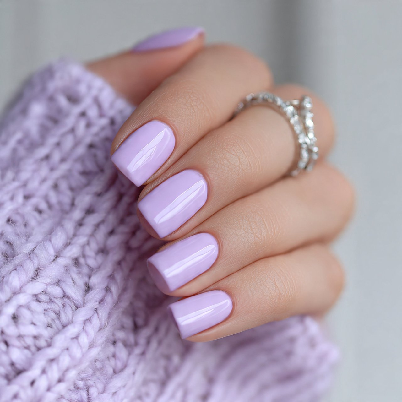 short lavender milk nails