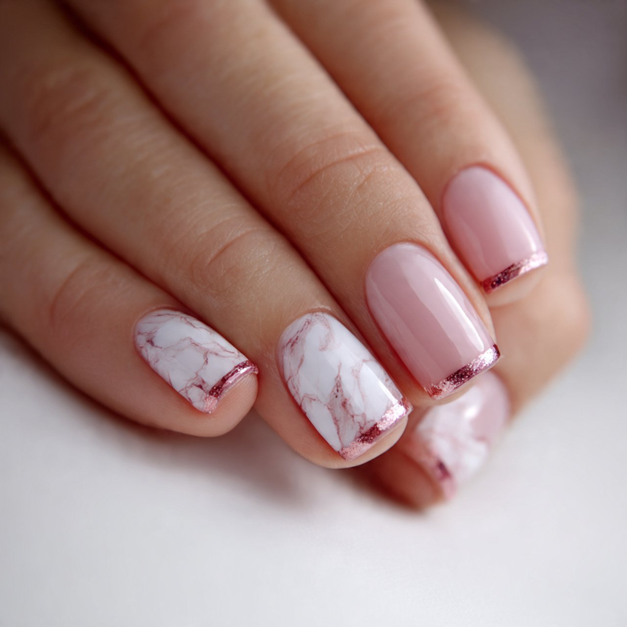 short minimal marble tips attractive nails
