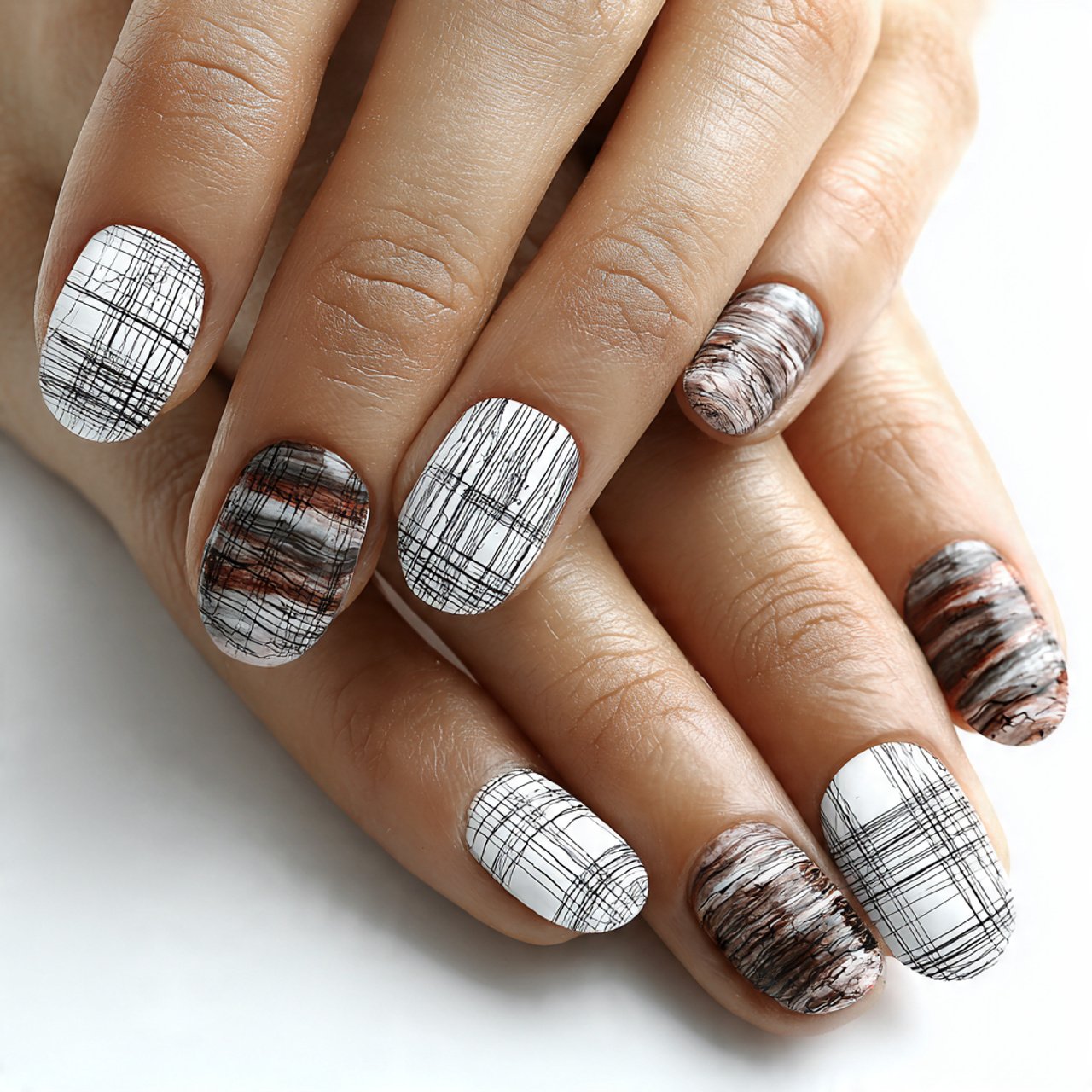 short mixed brown nails attractive nails