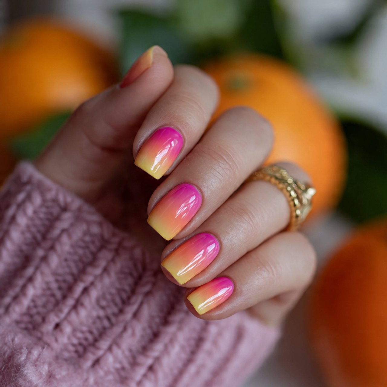 short sunset ombre nails