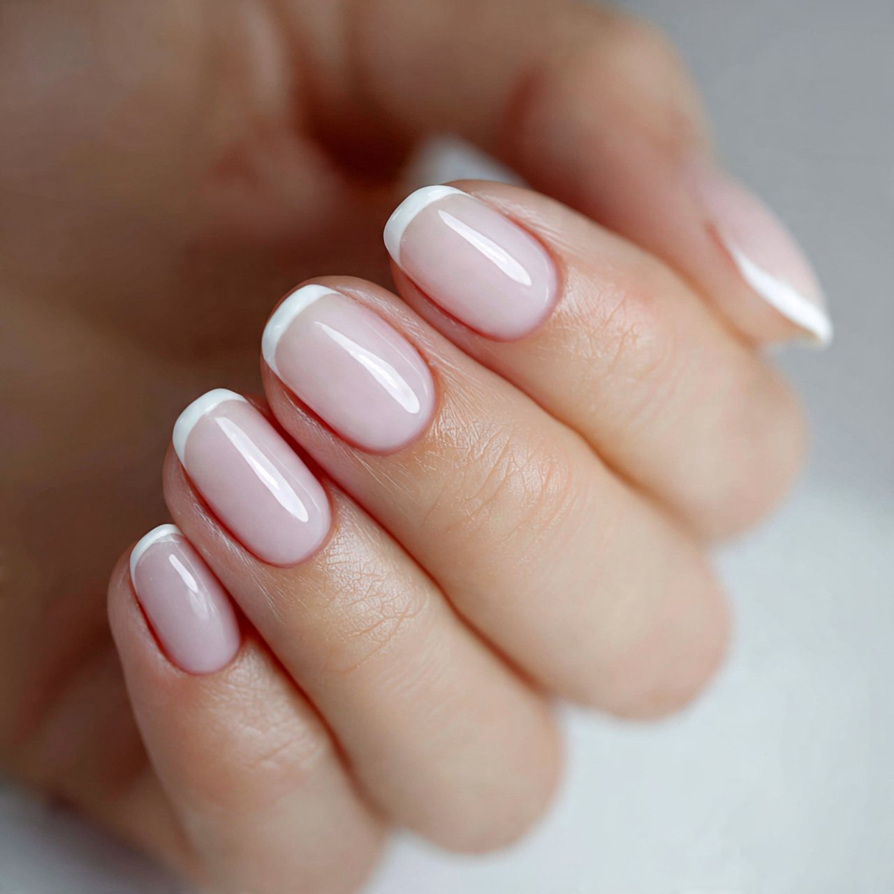 side french nails in soft white nails