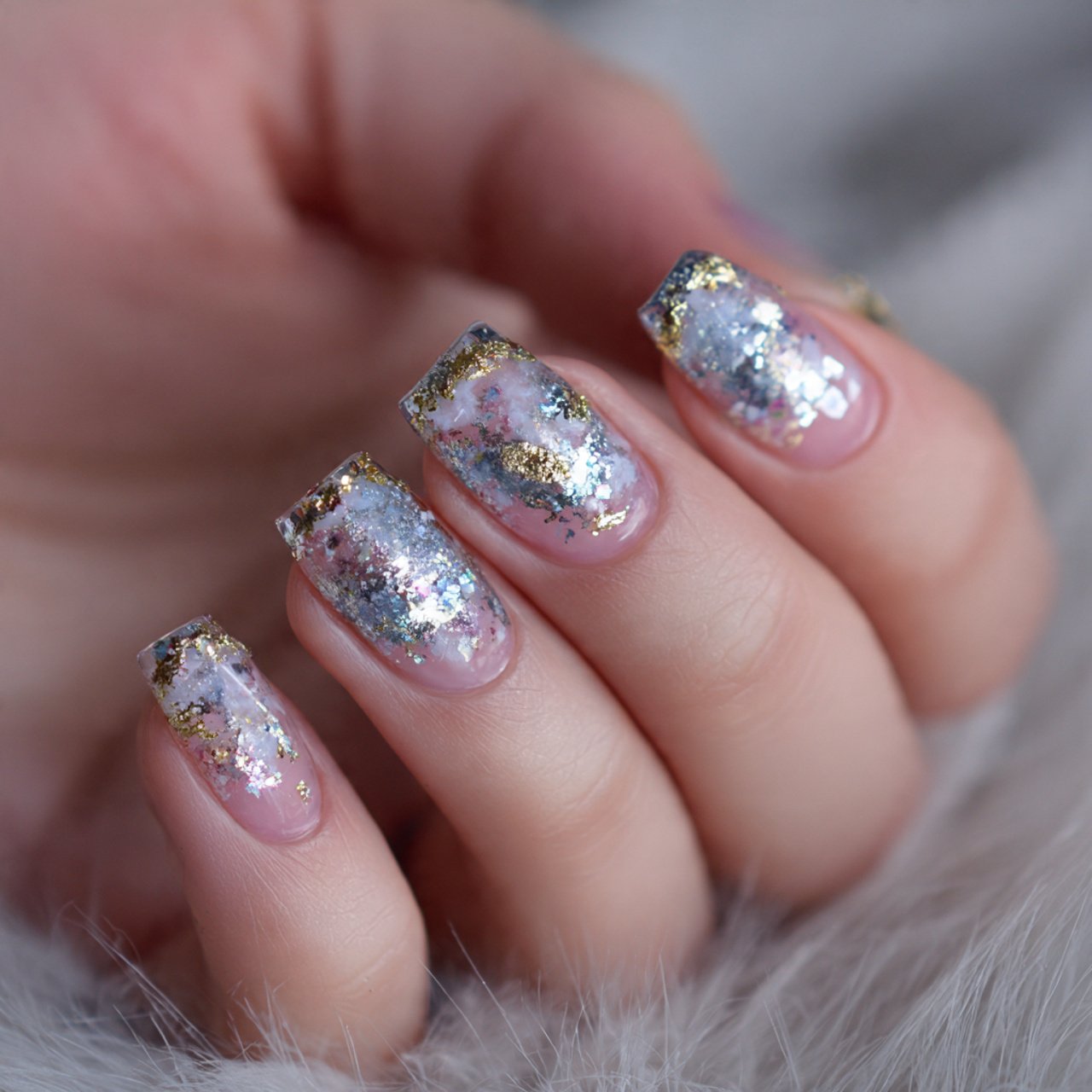 New Year’s Eve Nails: The Ultimate Guide to Show-Stopping Nail Designs for the Holiday Season 15 silver glitter galaxy nails natural nails