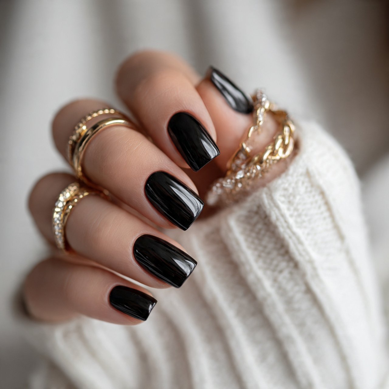 Nail Ideas Square: Nails Wear Beautifully 10 simple black square nails hot nails