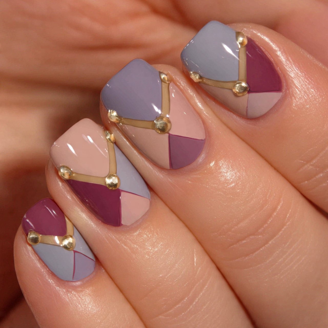 simple geometric nail art nature look nails