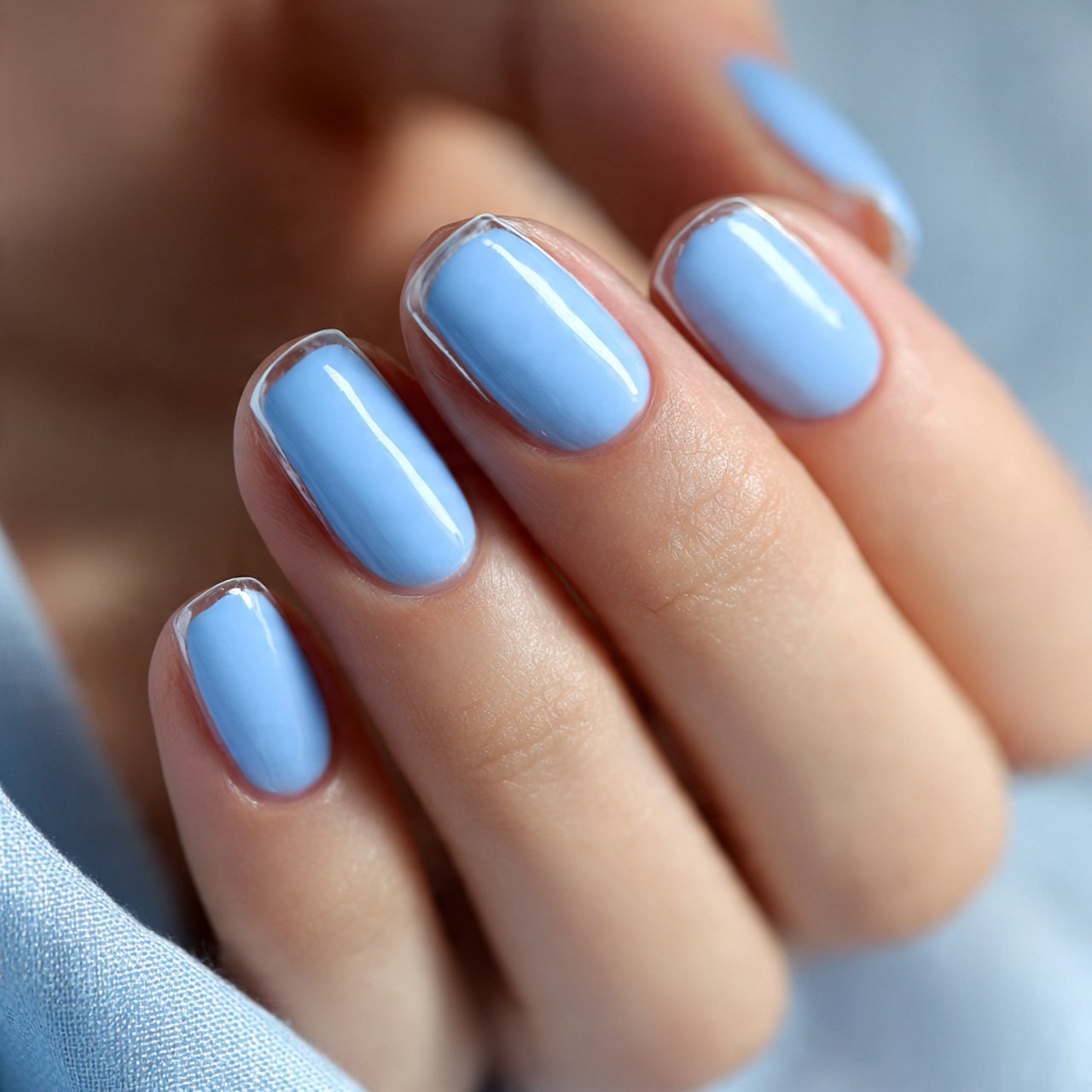 sky blue micro french nails