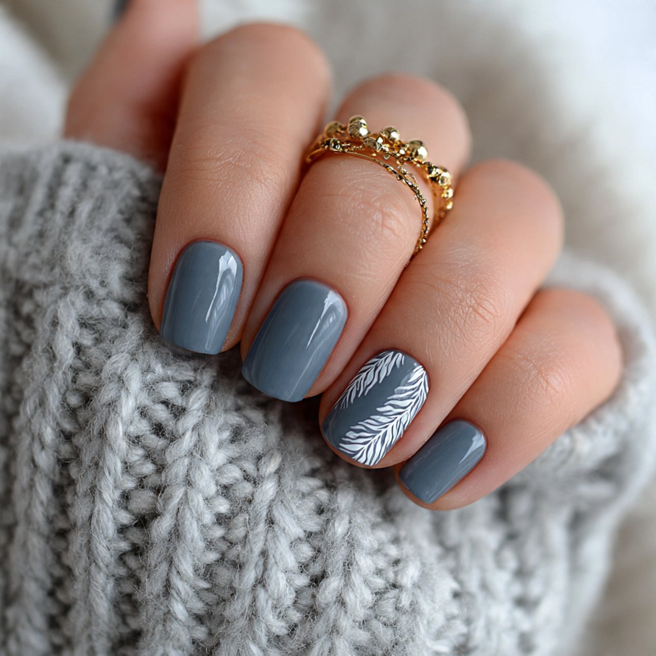 slate blue minimalist nails