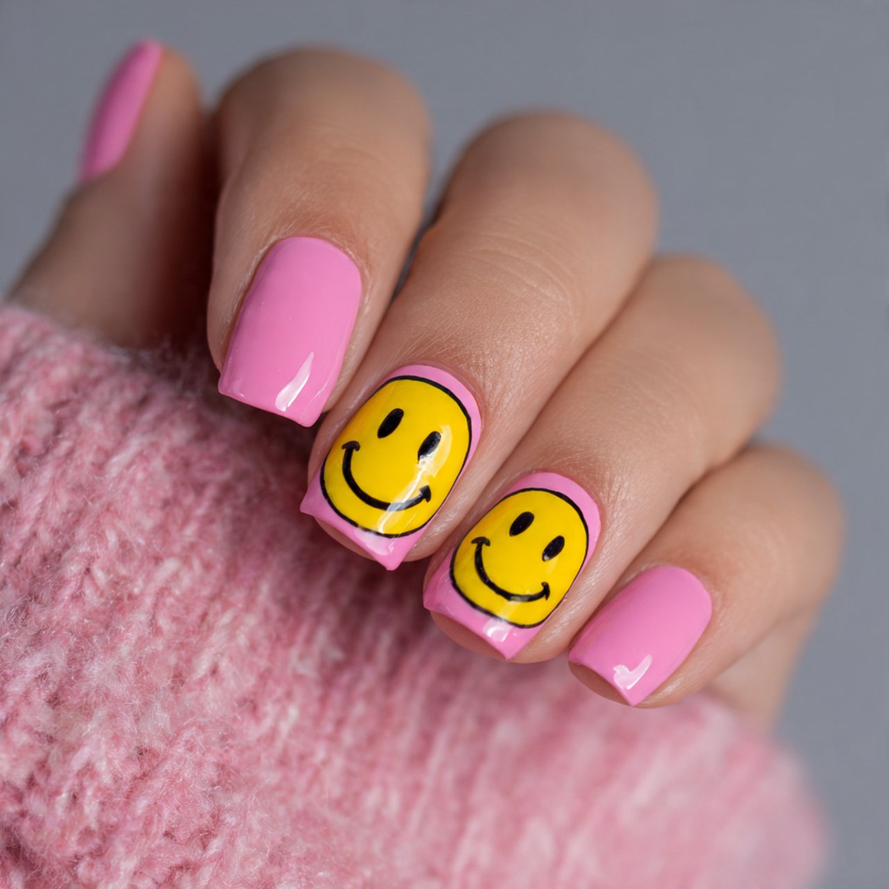 smiley face teen nails