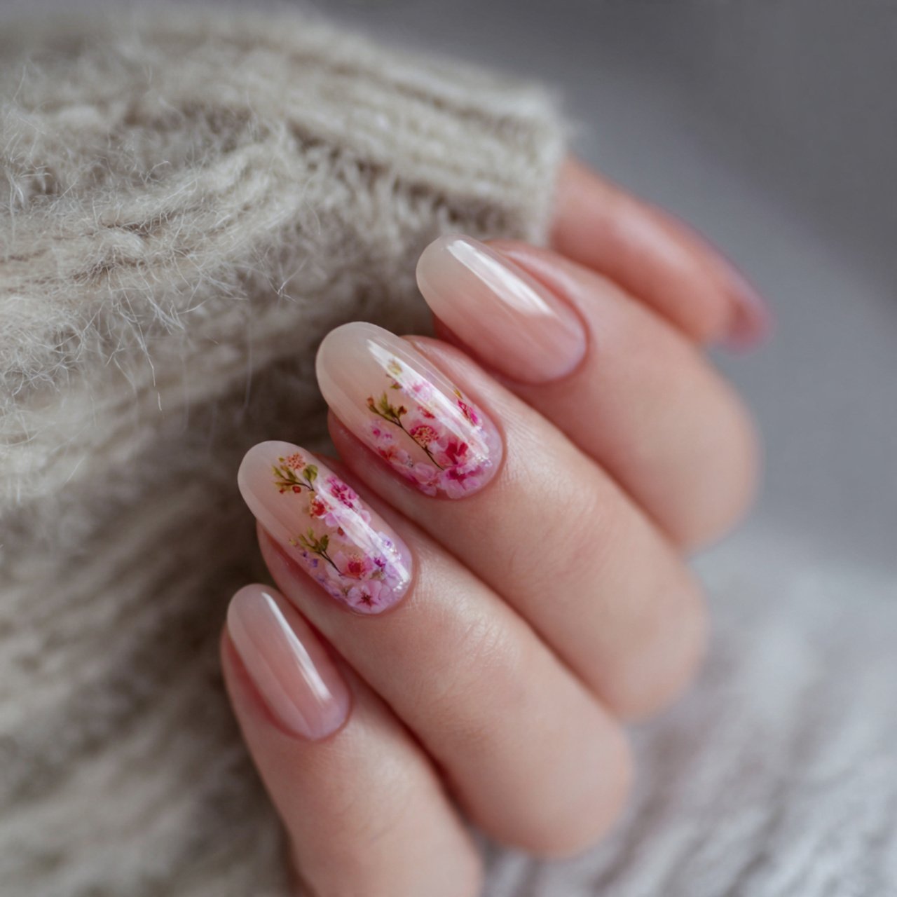 soft aura blush nails nature look nails