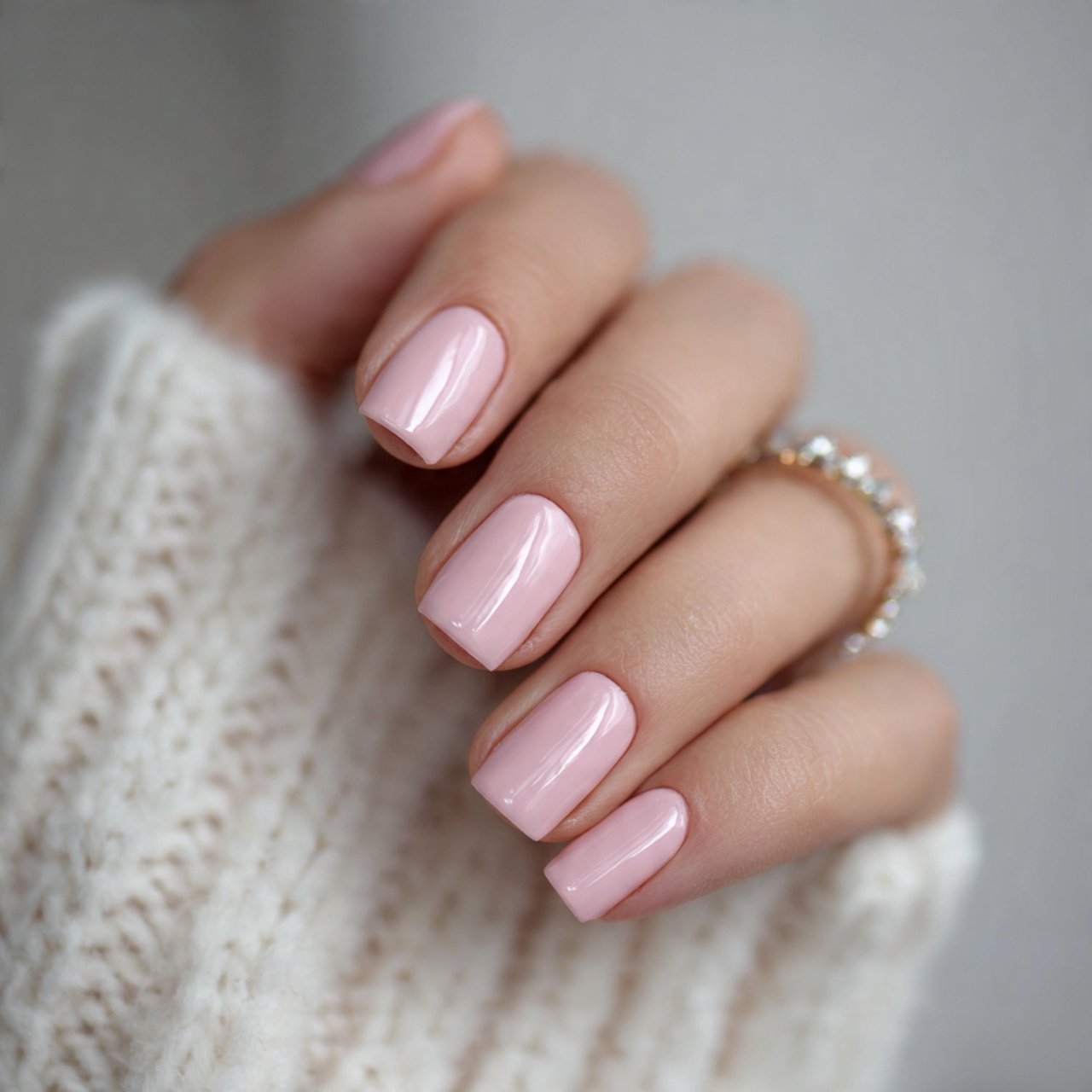 soft blush pink square nails