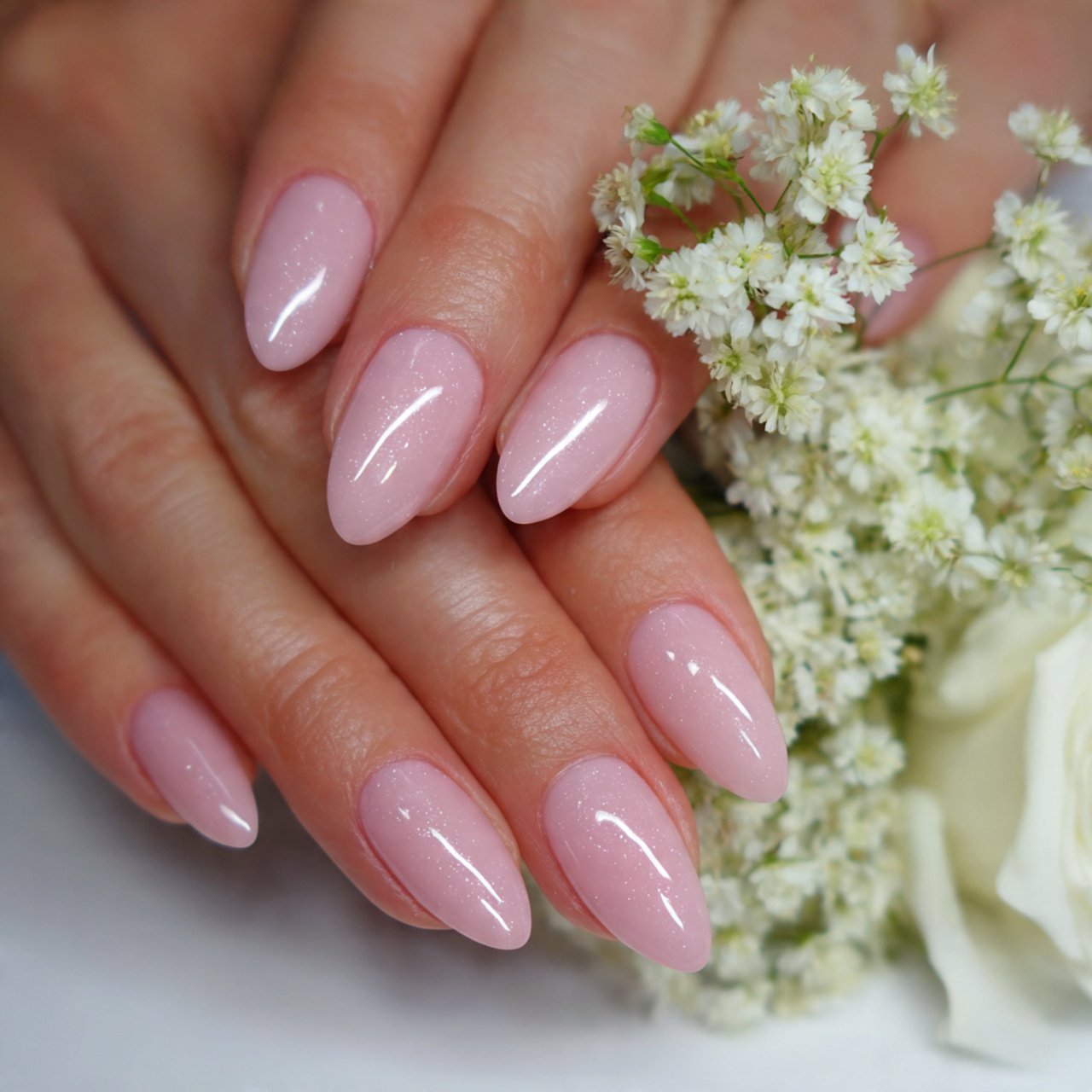 soft blush pink summer gel nails