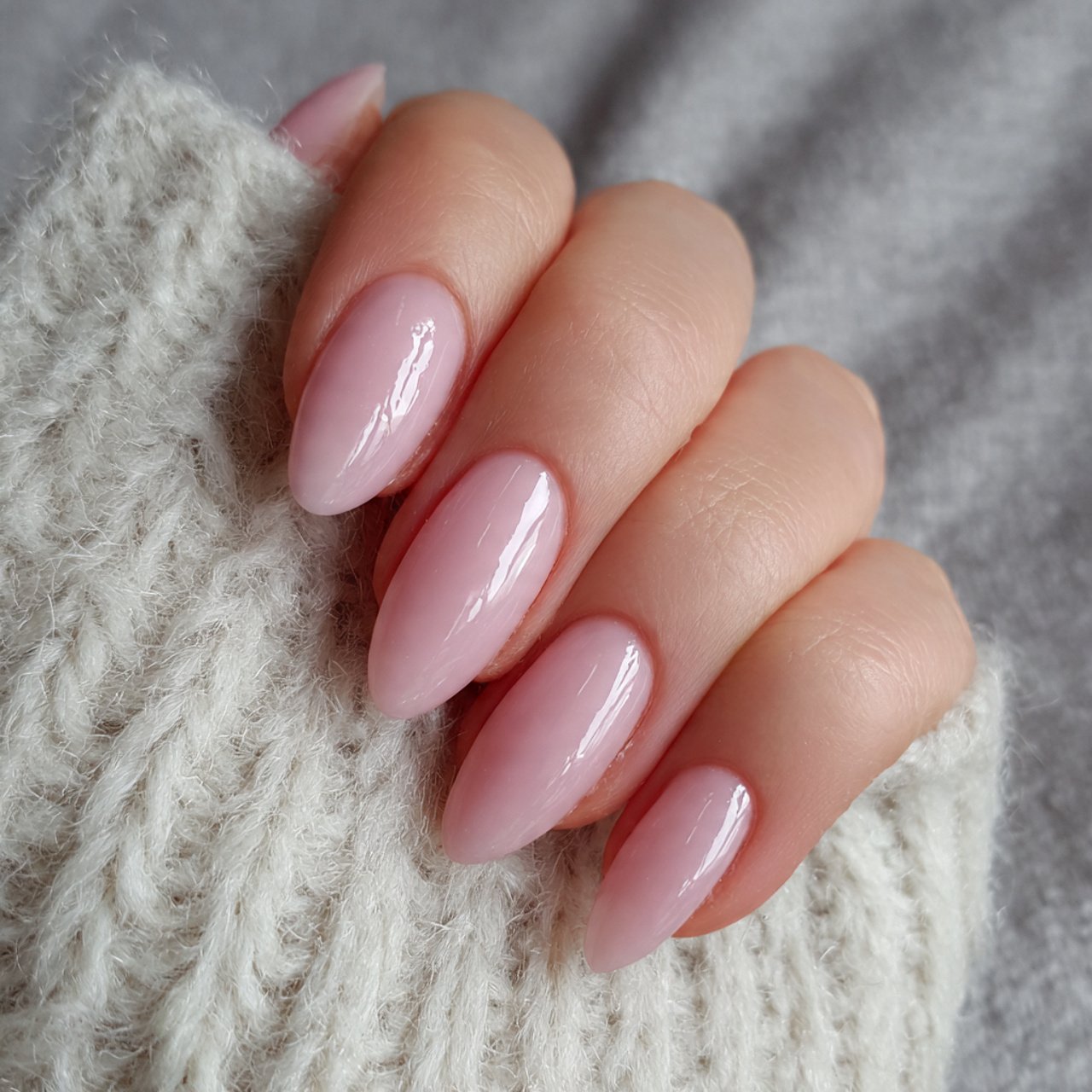 soft blush simple nails
