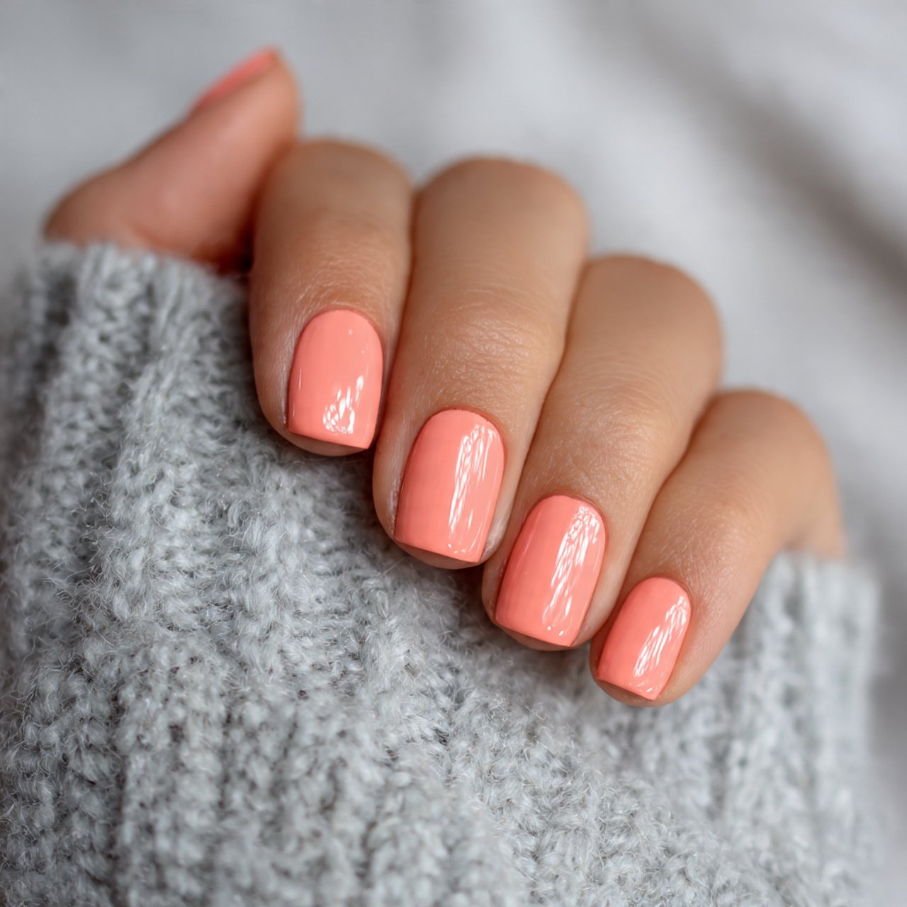 soft coral cream nails