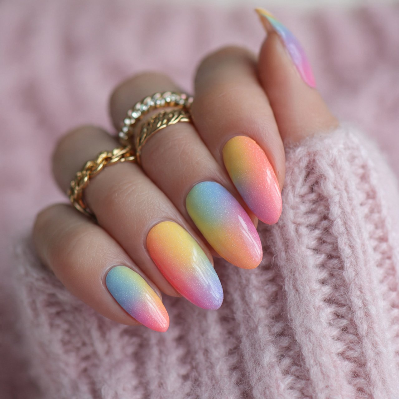 soft gradient rainbow nails