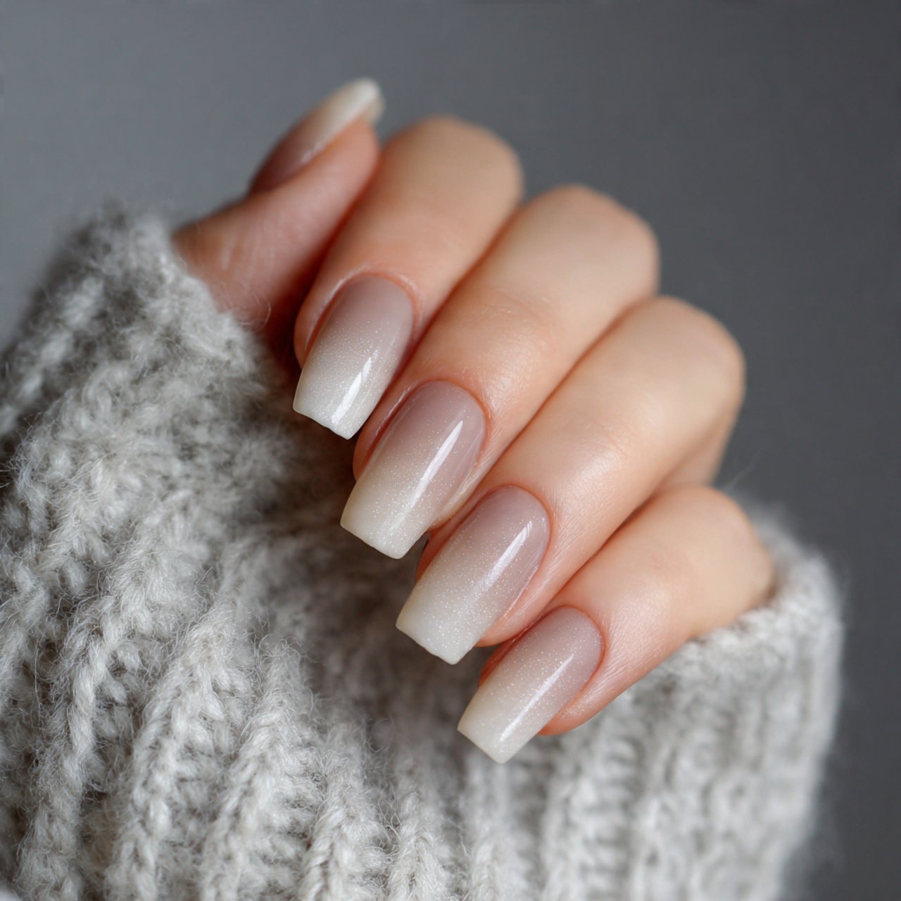 soft ombr beige nails