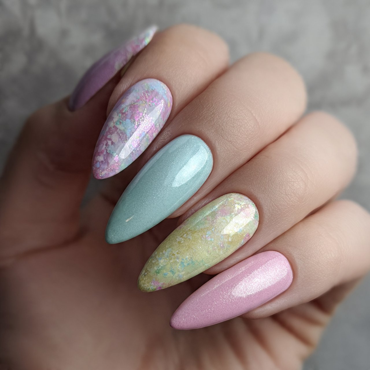 soft pastel mix nails