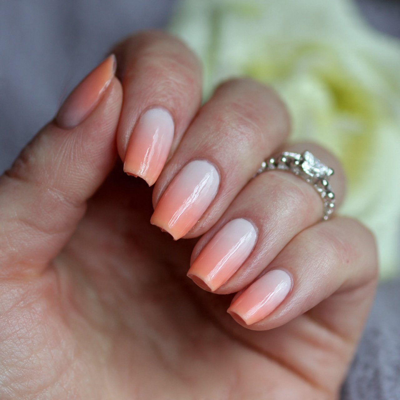 soft peach ombr attractive nails