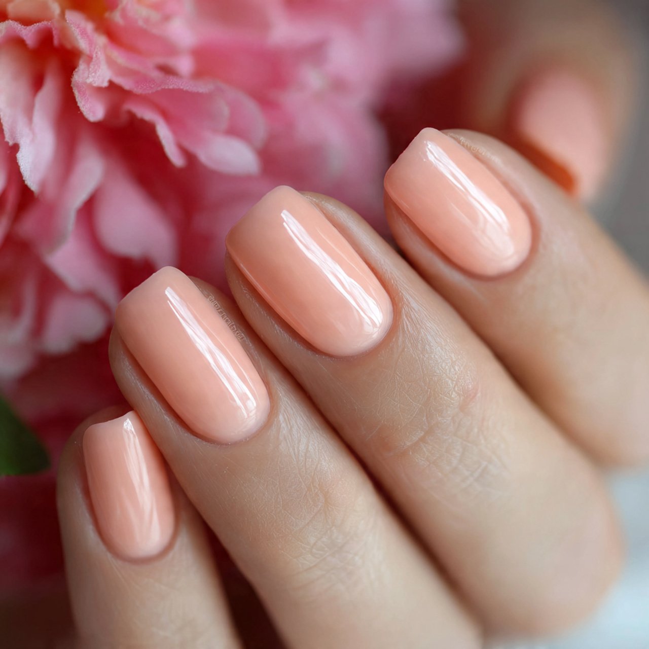 soft peach with cream finish gorgeous nails