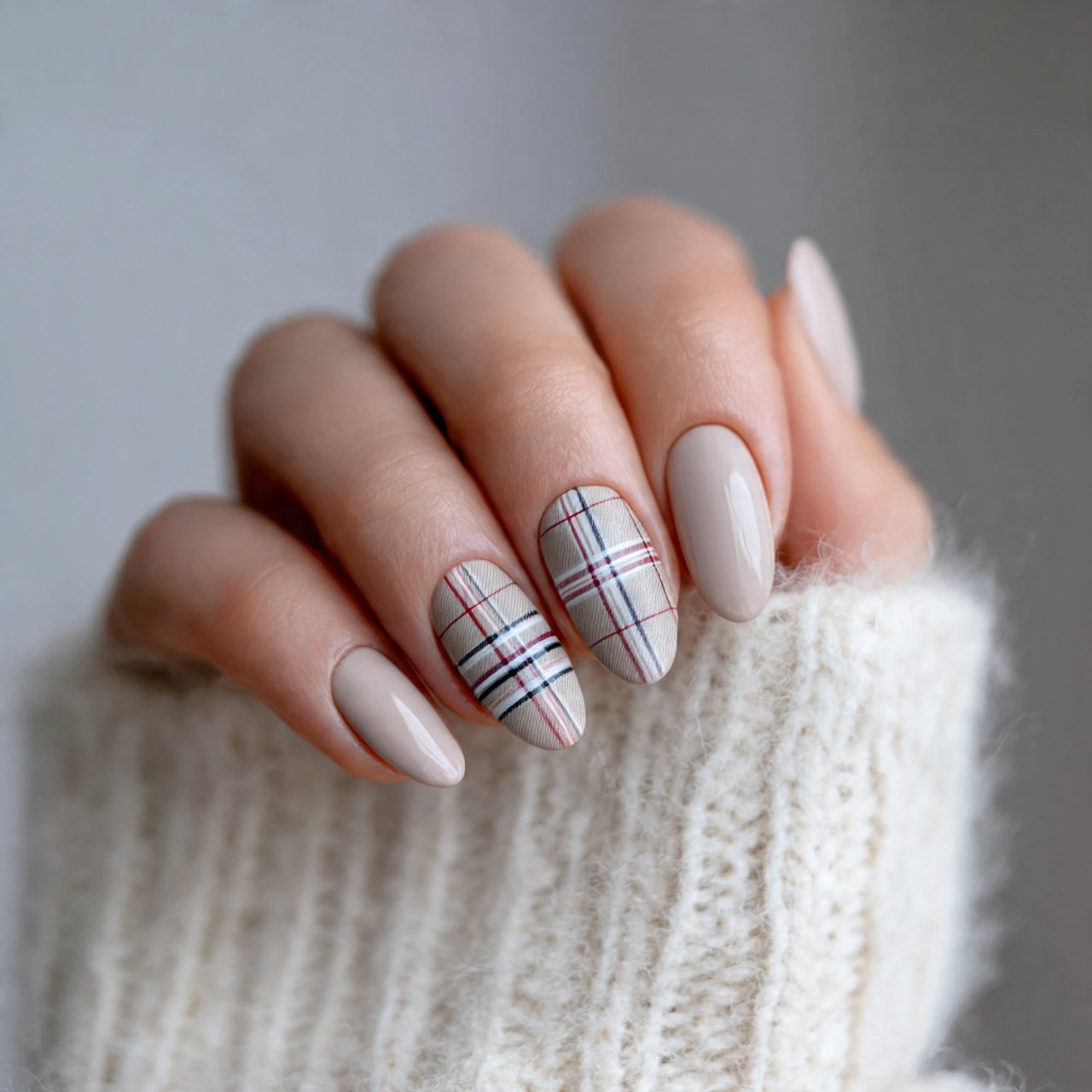 soft plaid accent nails cool look nails
