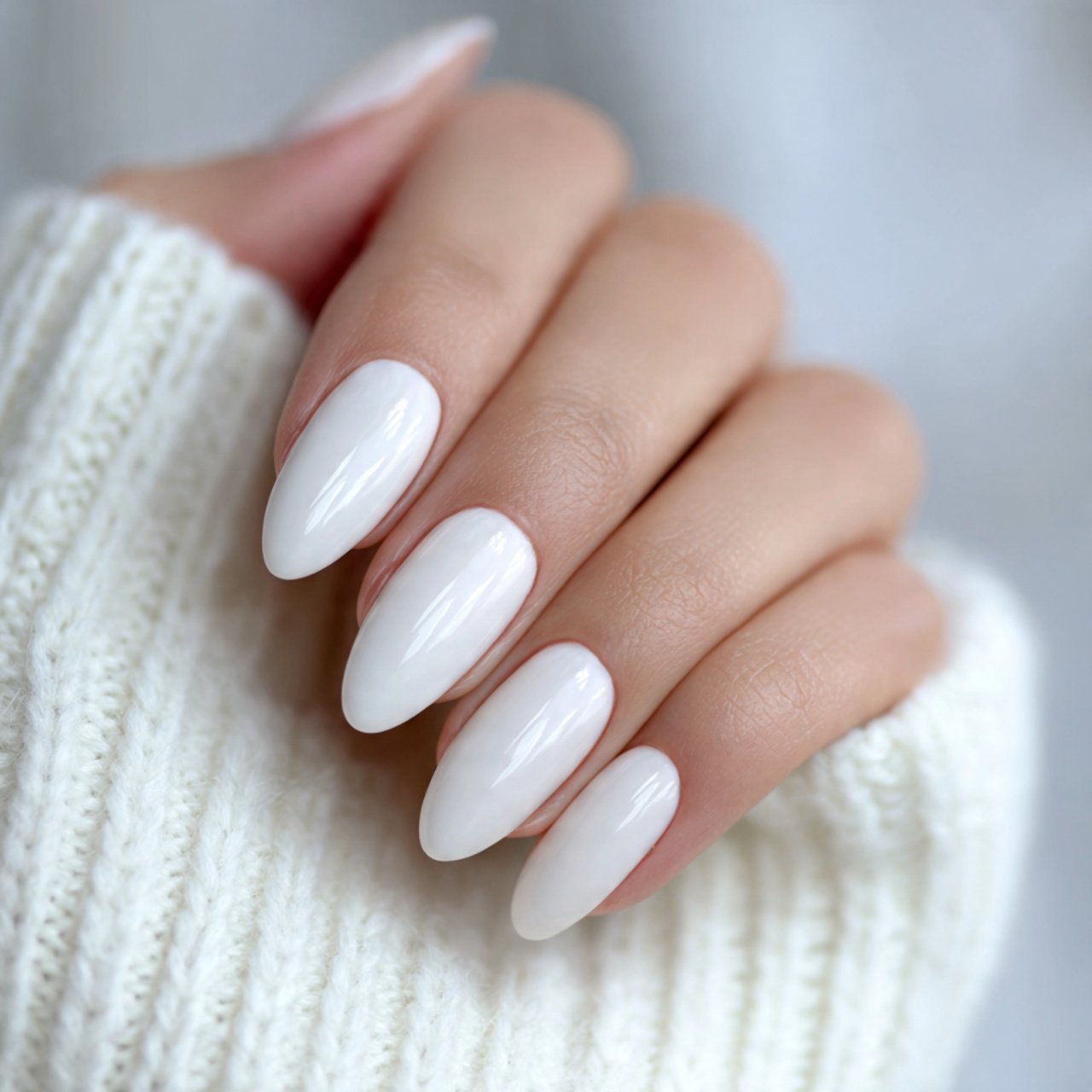 soft white half moon almond gorgeous nails