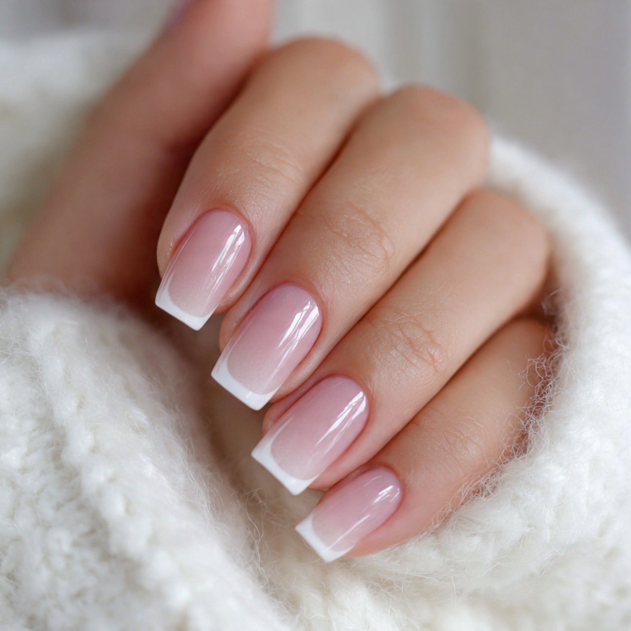 soft white micro french nails
