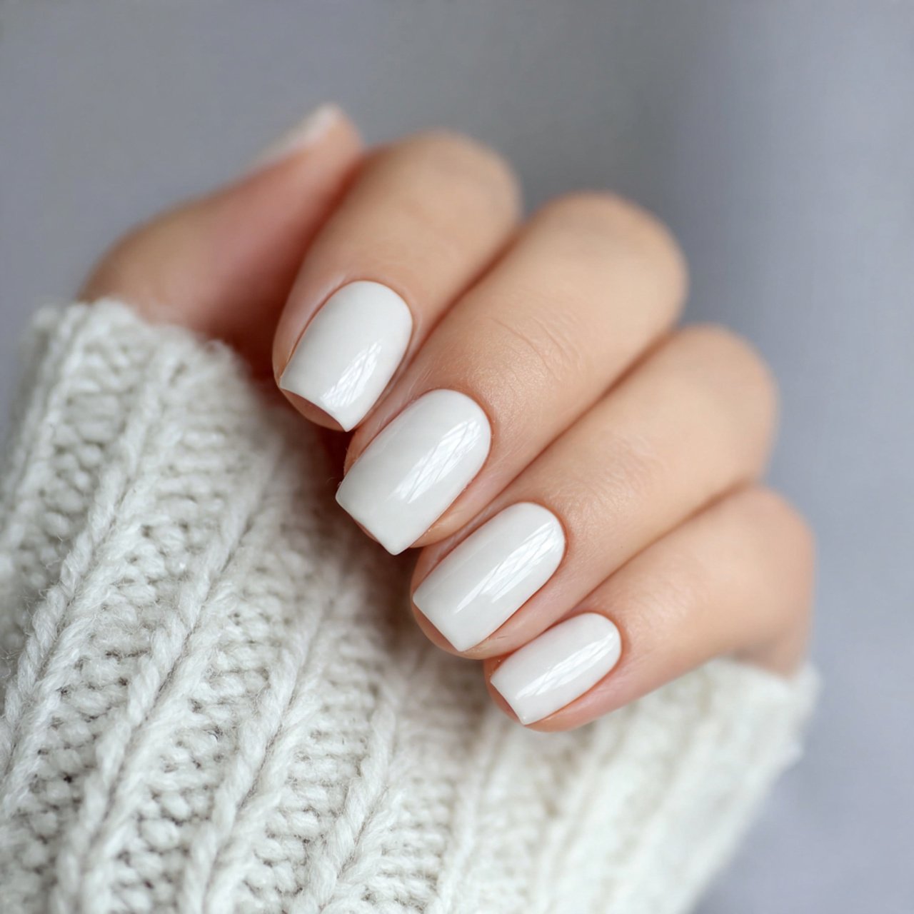 soft white short acrylic nails