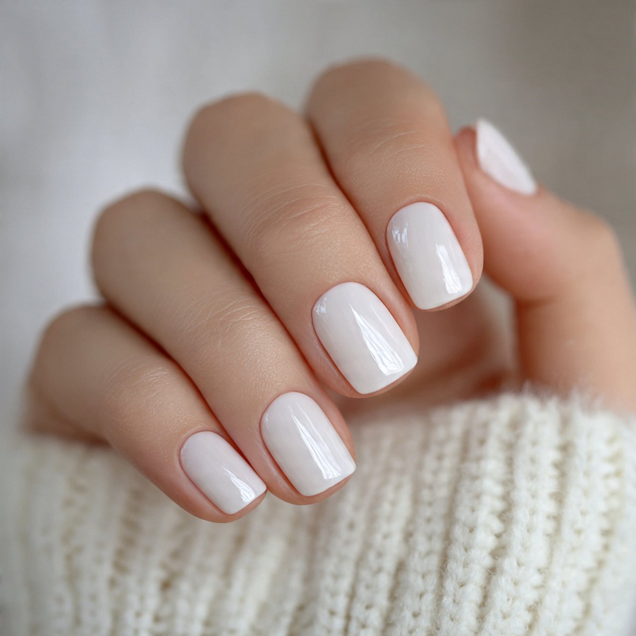 soft white short square everyday nails elegant nai