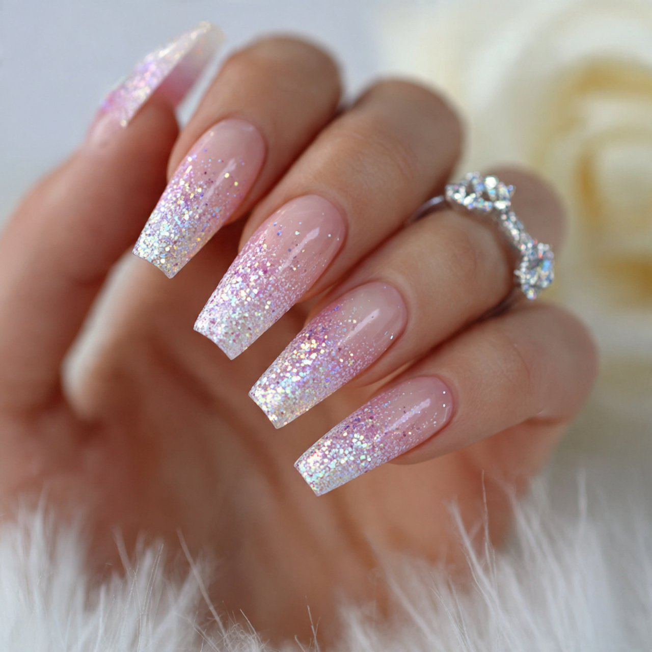 sparkly french fade nails