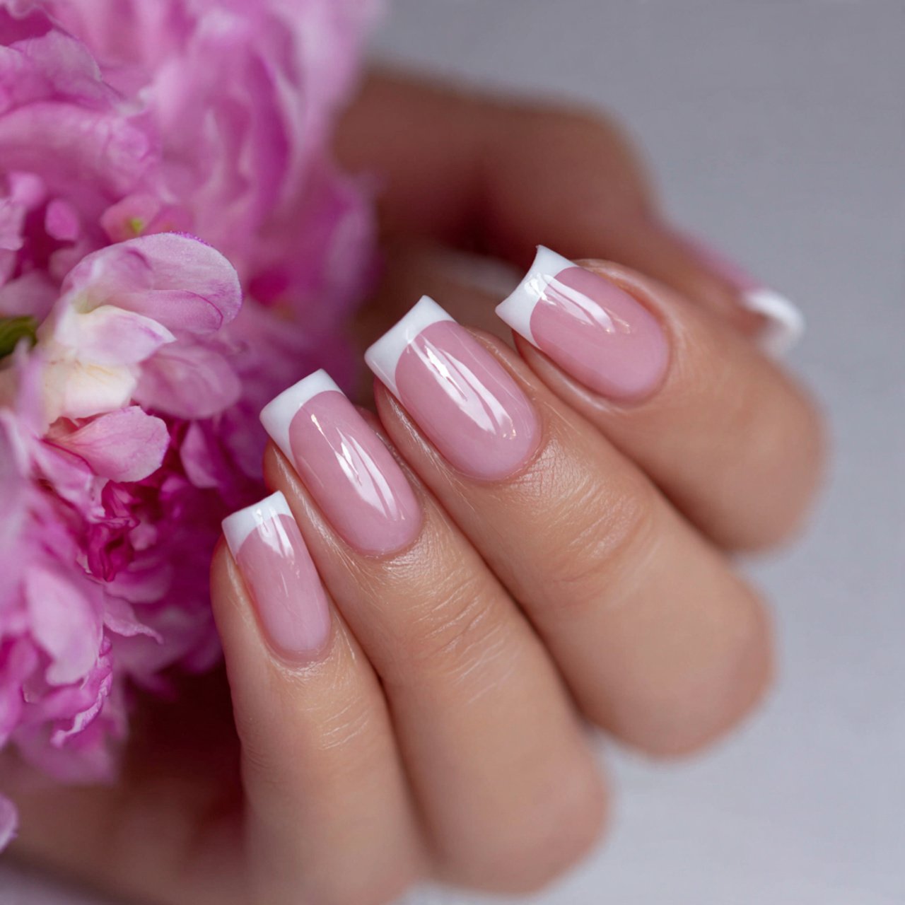 square french tips with a summer base nails