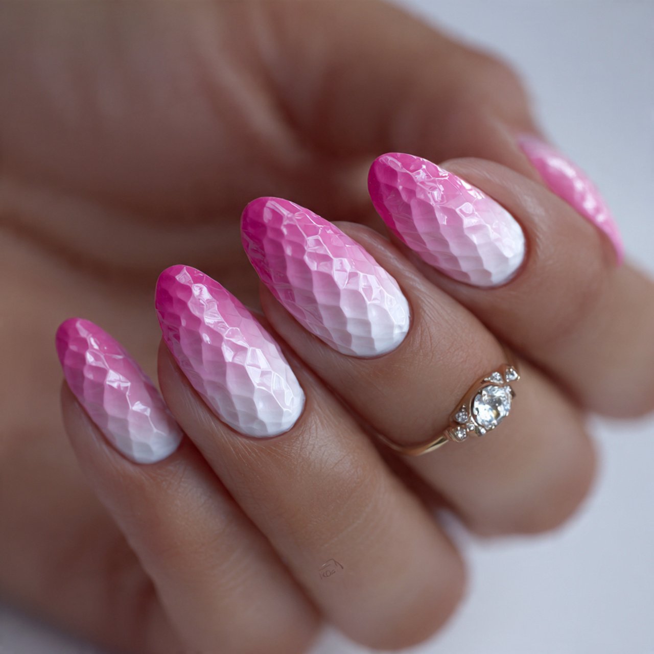 statement pink and white ombre with 3d texture att