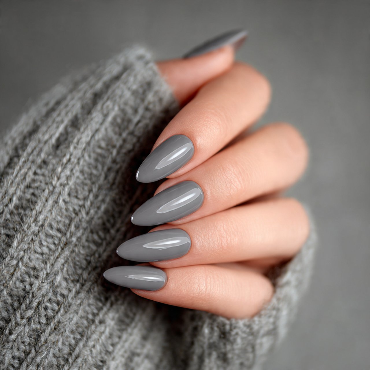 stone grey almond attractive nails