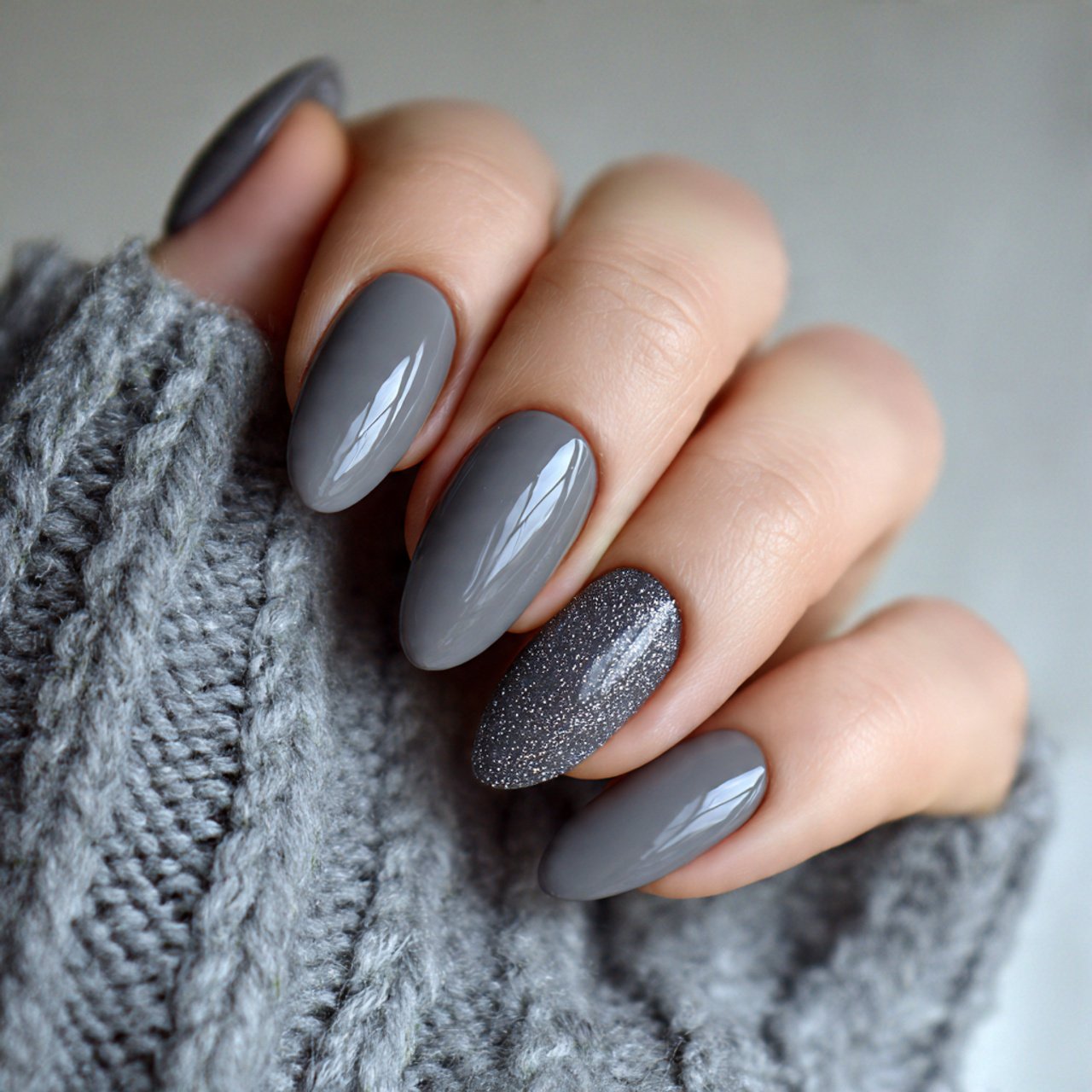 stone grey oval nails slaying nails