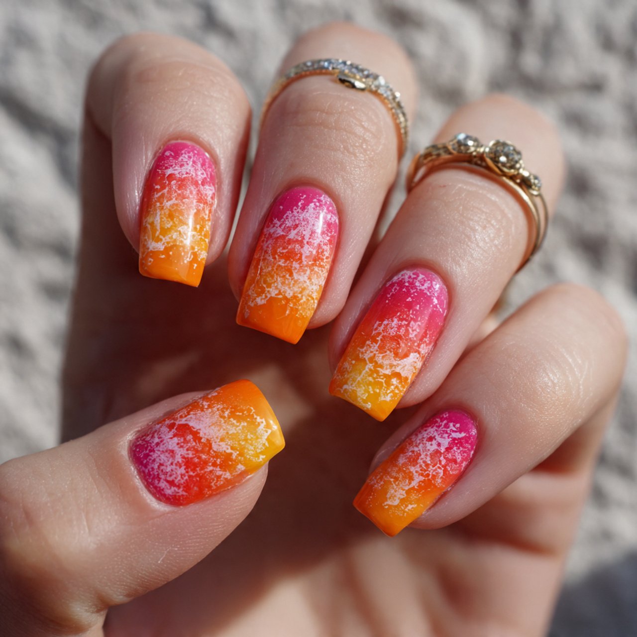 sunset ombr festival nails