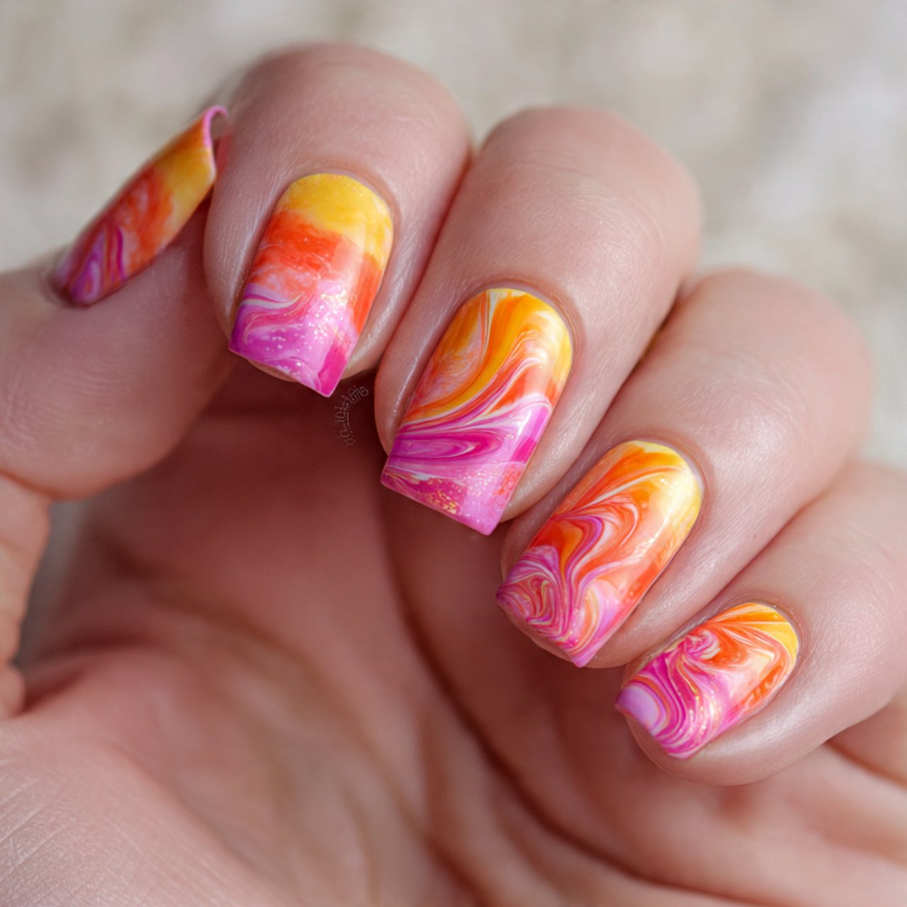 sunset swirl nail art nails