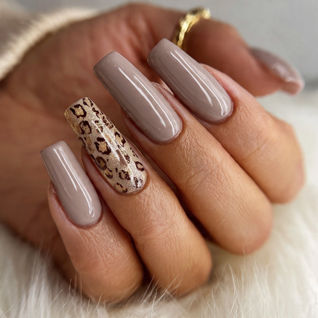 taupe cheetah accent nails stunning nails
