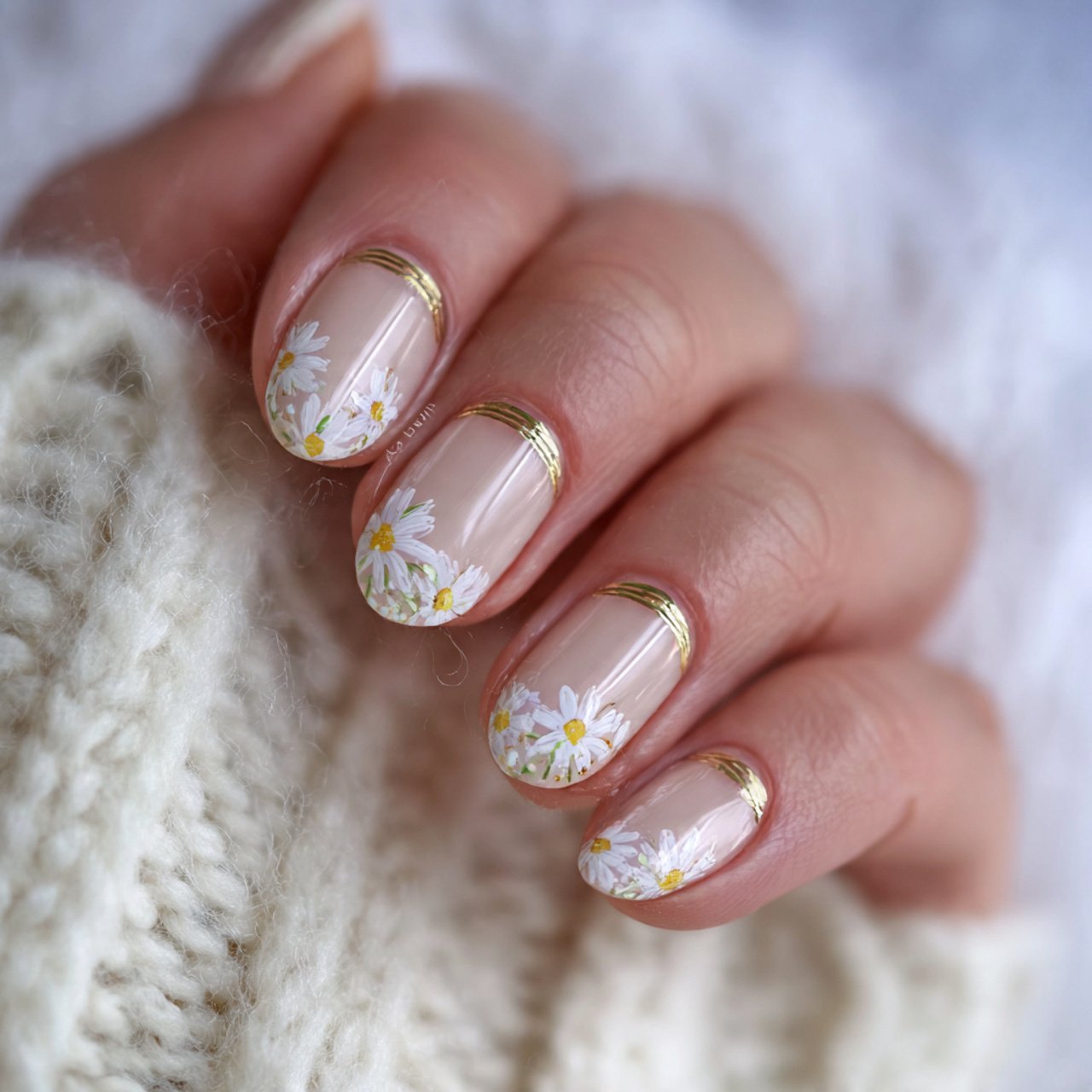 tiny daisy accent nails slaying nails