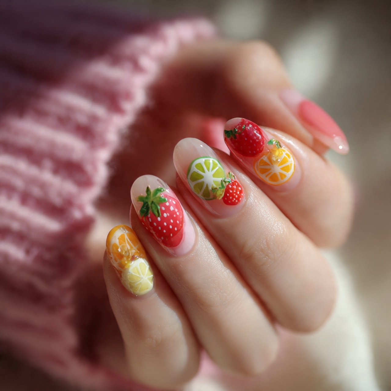 Nail Ideas Summer: Clients Actually Love 15 tiny fruit accent nails gorgeous nails