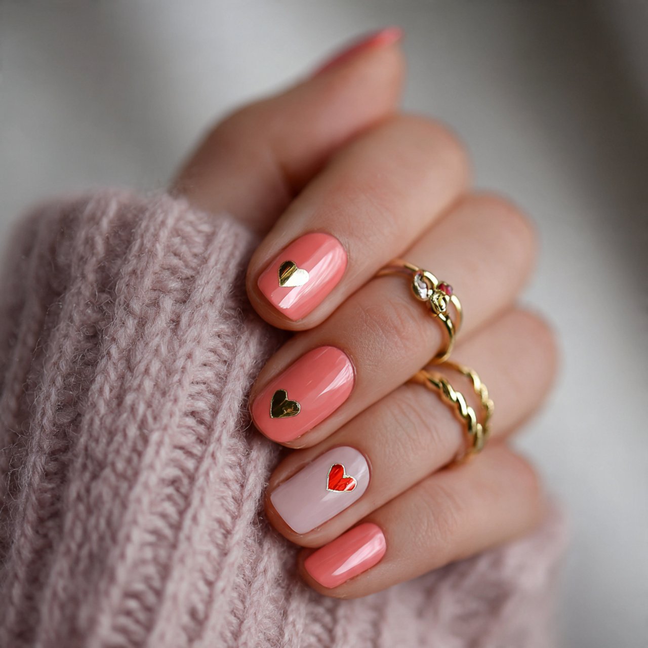 tiny heart accent nails cool look nails