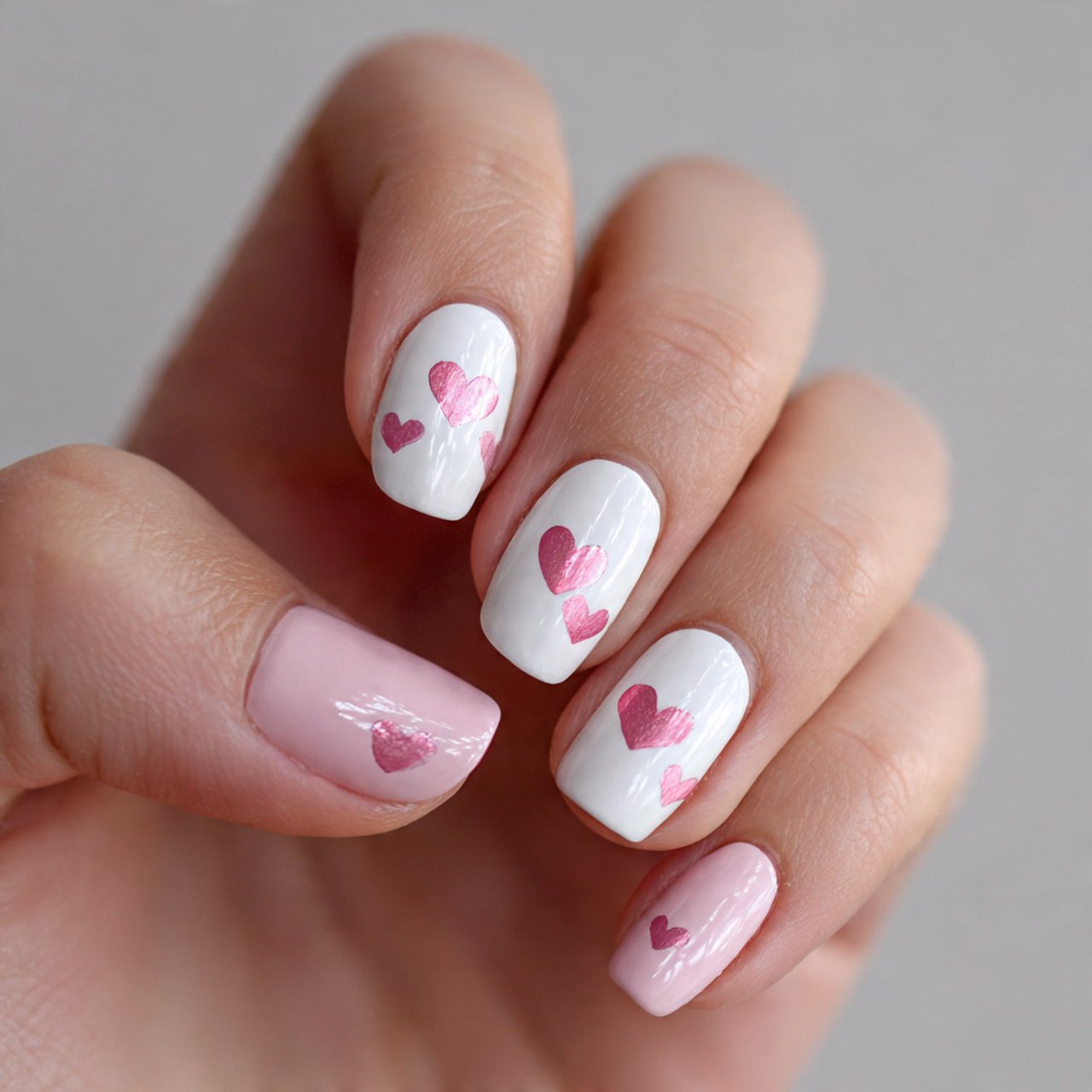 tiny heart accent teen nails